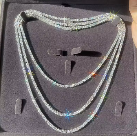 2mm MOISSANITE Tennis Necklace Passes Diamond Tester